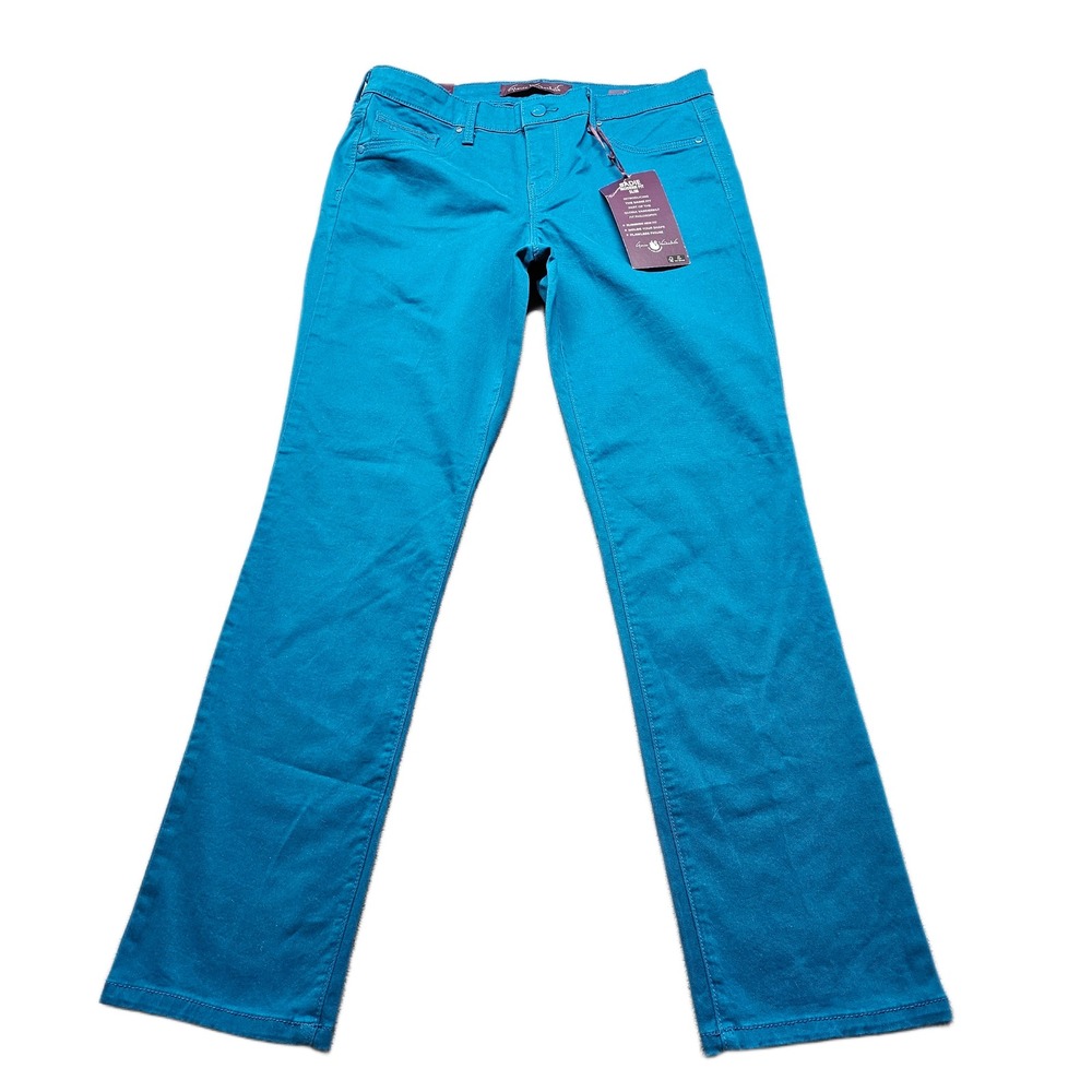 Gloria‎ Vanderbilt Sadie Pants Womens 8S Teal Blue Slim Modern Fit Straight Leg